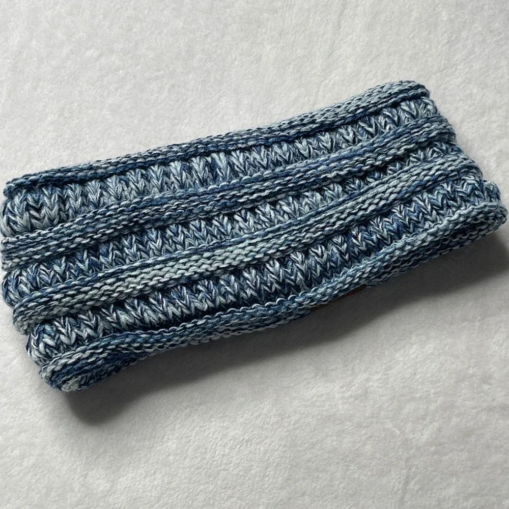 CC Exclusives Womens Blue Marled Cable Knit Sherpa Lined Headband Ear Warmer
